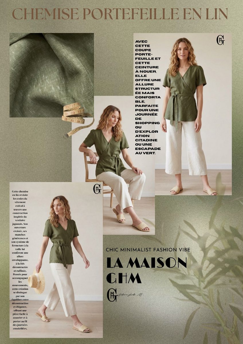 Chemise portefeuille en lin